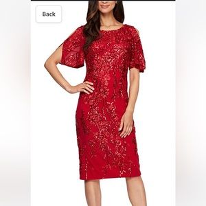 Alex Evenings Red Sequin Dress Size 10